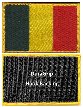 Belgium flag patch with DuraGrip hook backing
