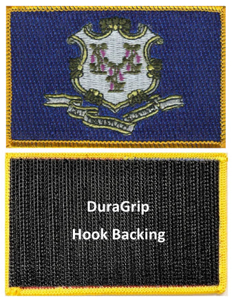 Connecticut state flag with DuraGrip hook backing