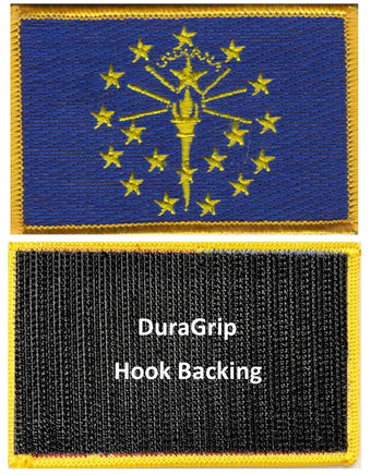 Indiana state flag with DuraGrip hook backing