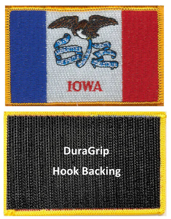 Iowa state flag with DuraGrip hook backing