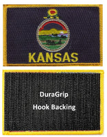 Kansas state flag with DuraGrip hook backing