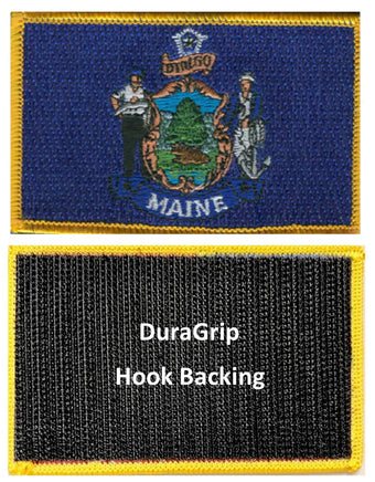 Maine state flag with DuraGrip hook backing