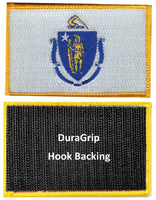 Massachusetts state flag with DuraGrip hook backing