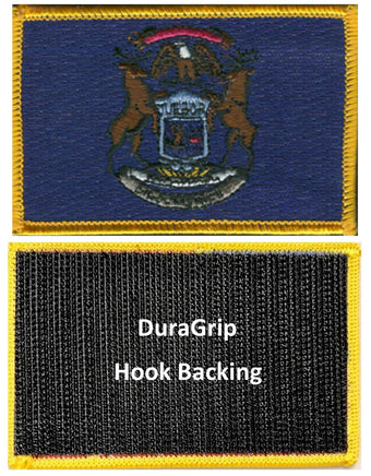 Michigan state flag with DuraGrip hook backing