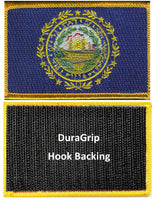 New Hampshire state flag with DuraGrip hook backing