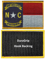North Carolina state flag with DuraGrip hook backing