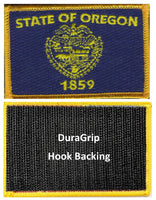 Oregon state flag with DuraGrip hook backing