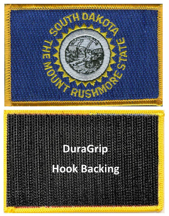 South Dakota state flag with DuraGrip hook backing