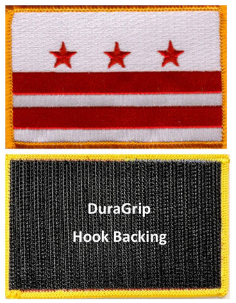 Washington D.C. state flag with DuraGrip hook backing