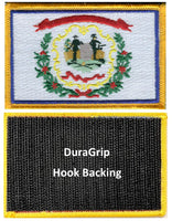 West Virginia state flag with DuraGrip hook backing