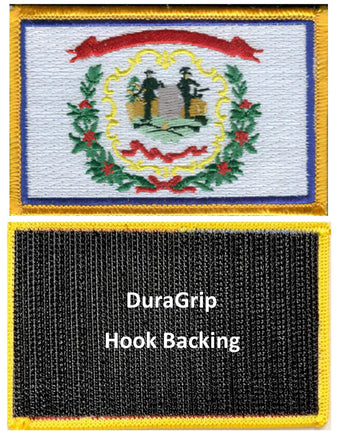 West Virginia state flag with DuraGrip hook backing