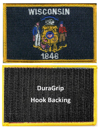 Wisconsin state flag with DuraGrip hook backing