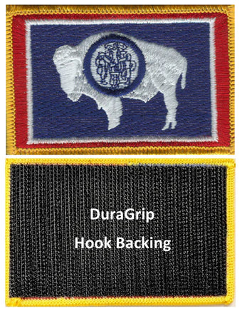 Wyoming state flag with DuraGrip hook backing