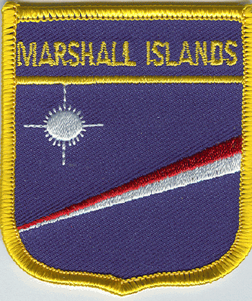 Marshall Island Flag Patch Shield Blue Background