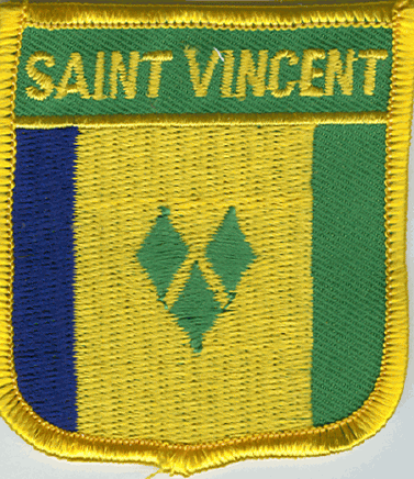 St. Vincent & Grenadine Flag Patch - Shield with Green Background