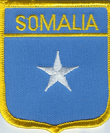Somalia Flag Patch - Shield with Blue Background