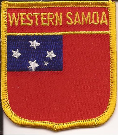 Western Samoa Flag Patch - Shield Red Background