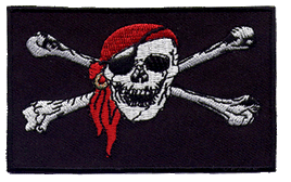 Jolly Roger Skull and Bones with Red Bandana