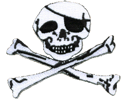 Jolly Roger Skull with Bones Outline Patch