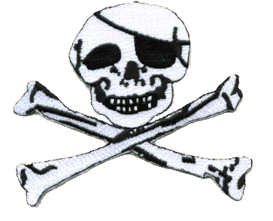 Jolly Roger Skull with Bones Outline Patch