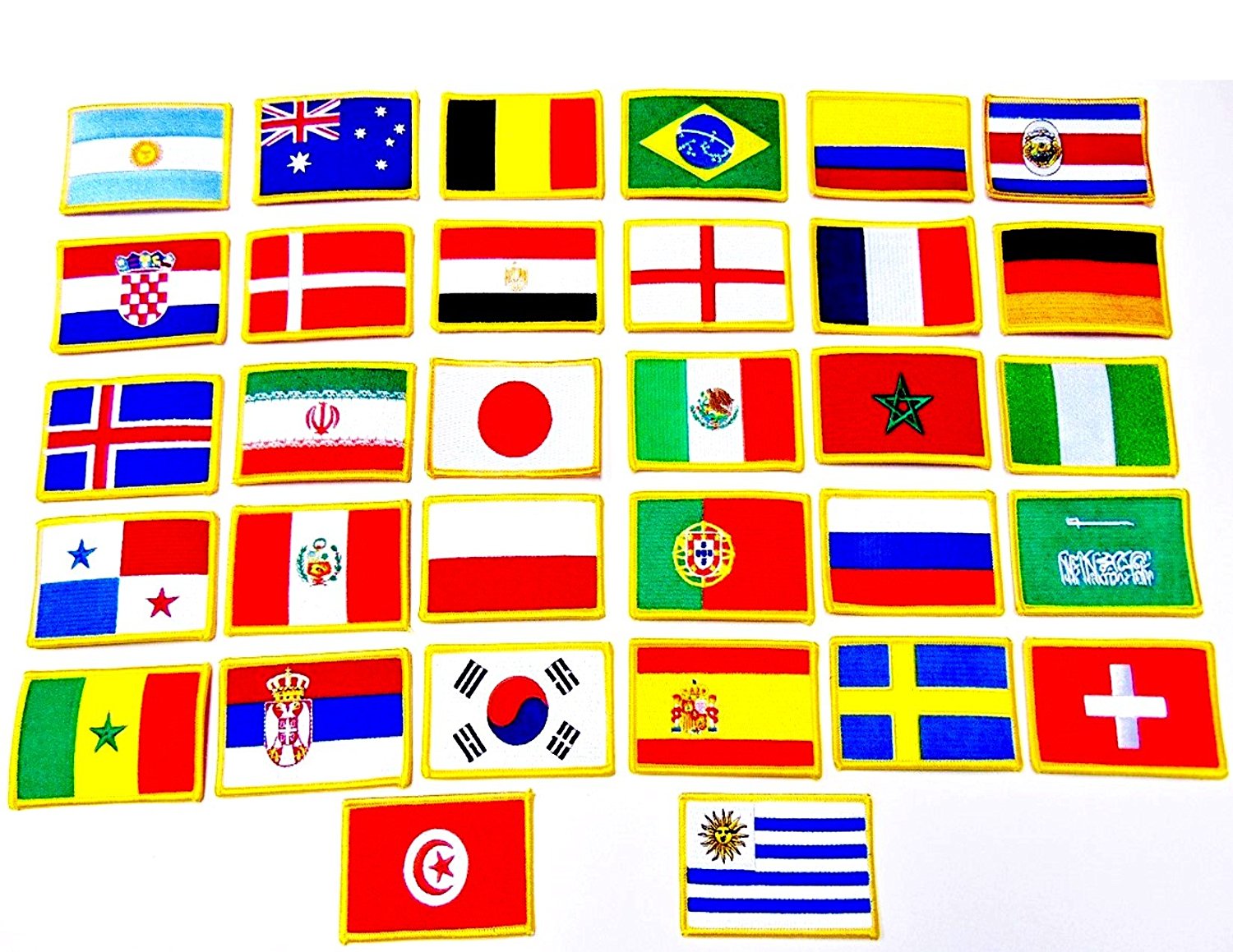 World Cup Flag Patches, complete 24 patch set, one embroidered