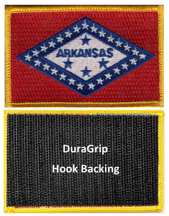 Arkansas state flag with DuraGrip hook backing