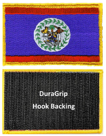 Belize flag patch with DuraGrip hook backing