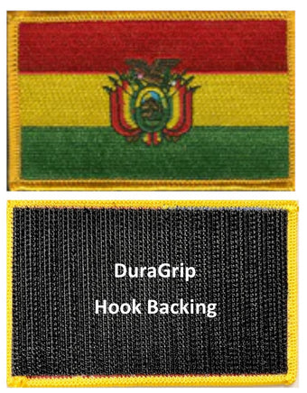 Bolivia flag patch with DuraGrip hook backing