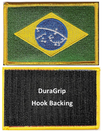 Brazil flag patch with DuraGrip hook backing