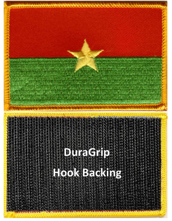 Burkina Faso flag patch with DuraGrip hook backing