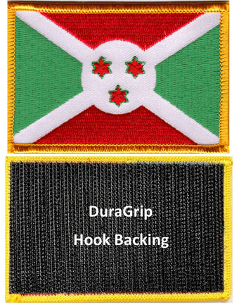 Burundi flag patch with DuraGrip hook backing