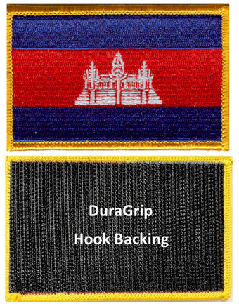 Cambodia flag patch with DuraGrip hook backing