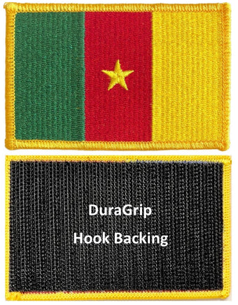 Cameroon flag patch with DuraGrip hook backing