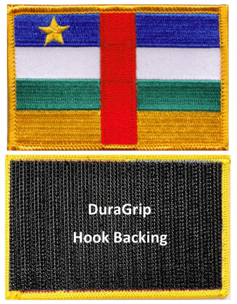 Central African Republic flag patch with DuraGrip hook backing