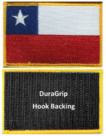 Chile flag patch with DuraGrip hook backing