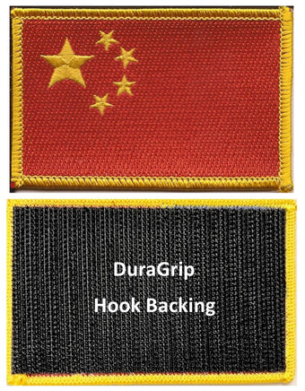 China flag patch with DuraGrip hook backing