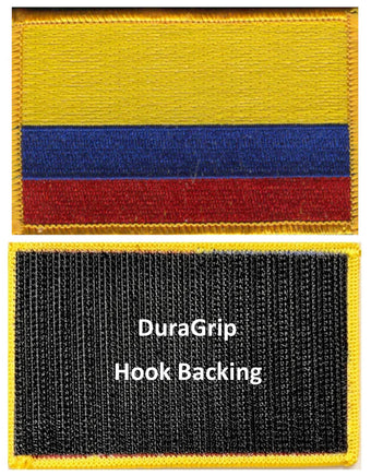Colombia flag patch with DuraGrip hook backing