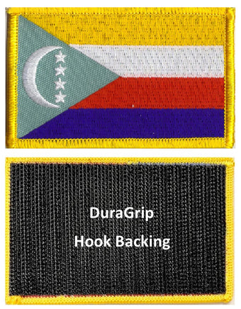 Comoros flag patch with DuraGrip hook backing