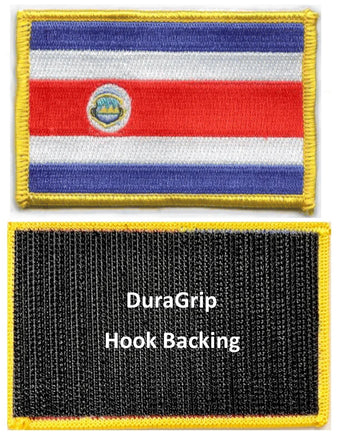 Costa Rica flag patch with DuraGrip hook backing