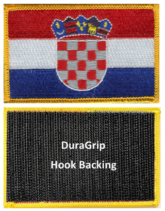 Croatia flag patch with DuraGrip hook backing