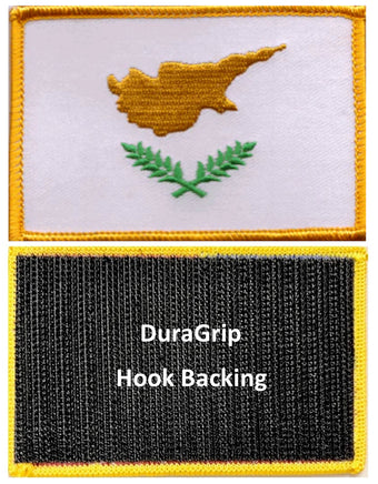 Cyprus flag patch with DuraGrip hook backing