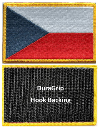 Czech Republic flag patch with DuraGrip hook backing