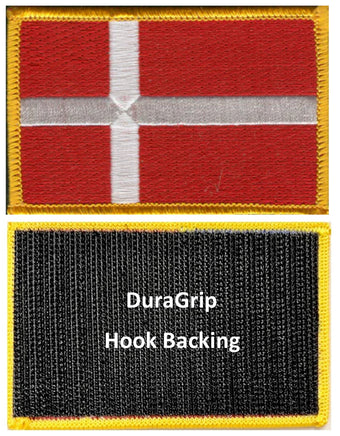 Denmark flag patch with DuraGrip hook backing