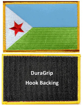 Djibouti flag patch with DuraGrip hook backing