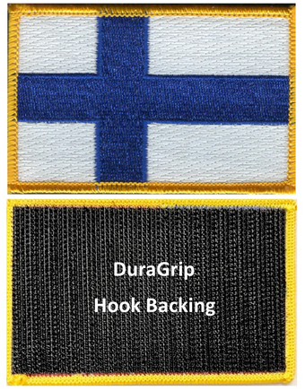 Finland flag patch with DuraGrip hook backing