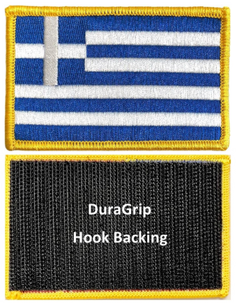 Greece flag patch with DuraGrip hook backing