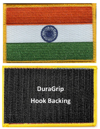 India flag patch with DuraGrip hook backing