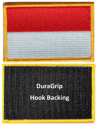 Indonesia flag patch with DuraGrip hook backing