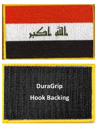 Iraq flag patch with DuraGrip hook backing