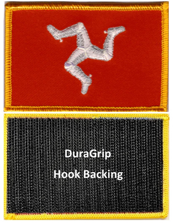 Isle of Man flag patch with DuraGrip hook backing